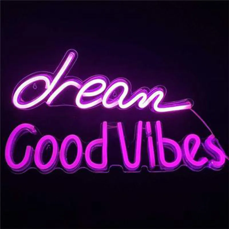 Светодиодный неоновый светильник вывеска/Good Vibes Dream открытый кактус здравствуйте