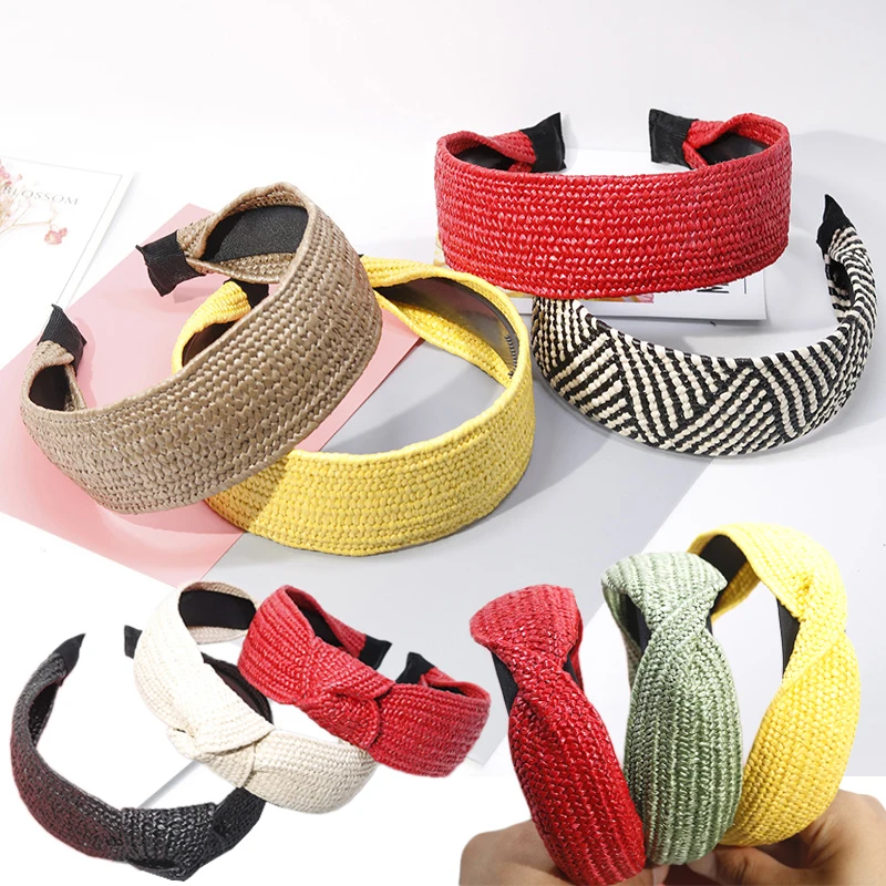 Корейский однотонный Плетеный соломенный головной убор ручной работы тюрбан для