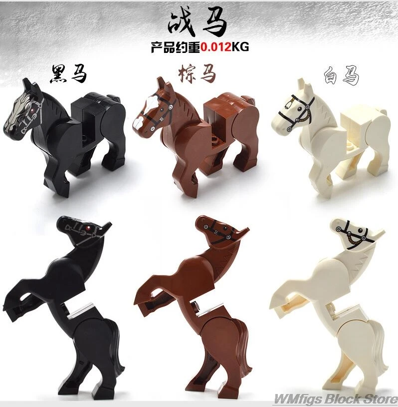 Средневековые солдаты серия лошадей седло аксессуары Оружие Меч Щит совместимые