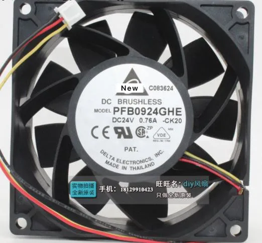 

For Delta Electronics PFB0924GHE CK20 Server Cooling Fan DC 24V 0.76A 92X92X38mm 3-wire
