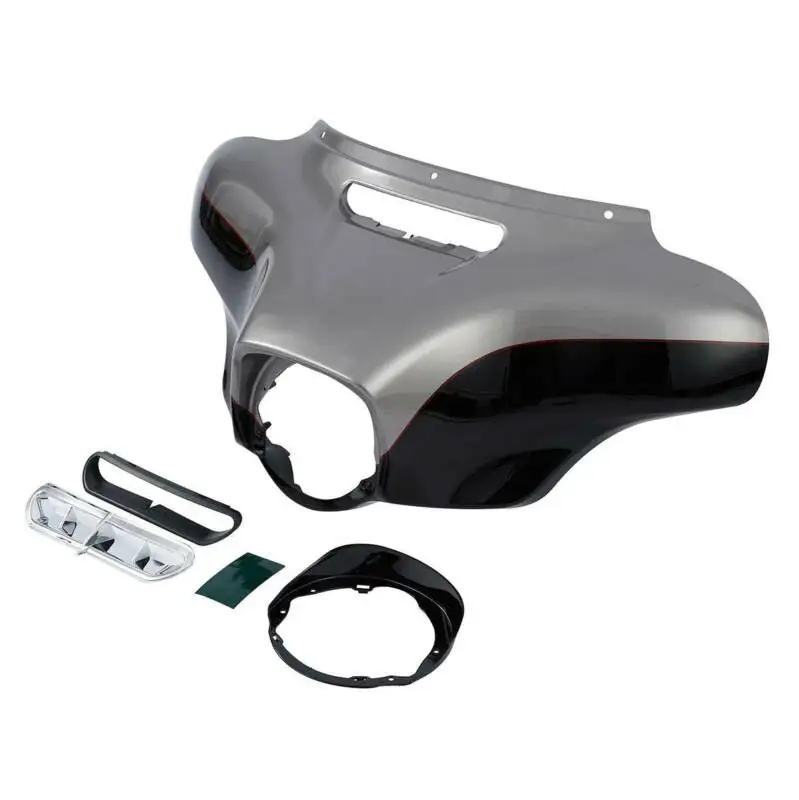 Vivid Black and Gray Мотоцикл передний летучая мышь внешний Обтекатель тела для Harley Touring Street скользящий Electra Glide Ультра ограниченный Tri Glide - Цвет: Vivid Black and Gray