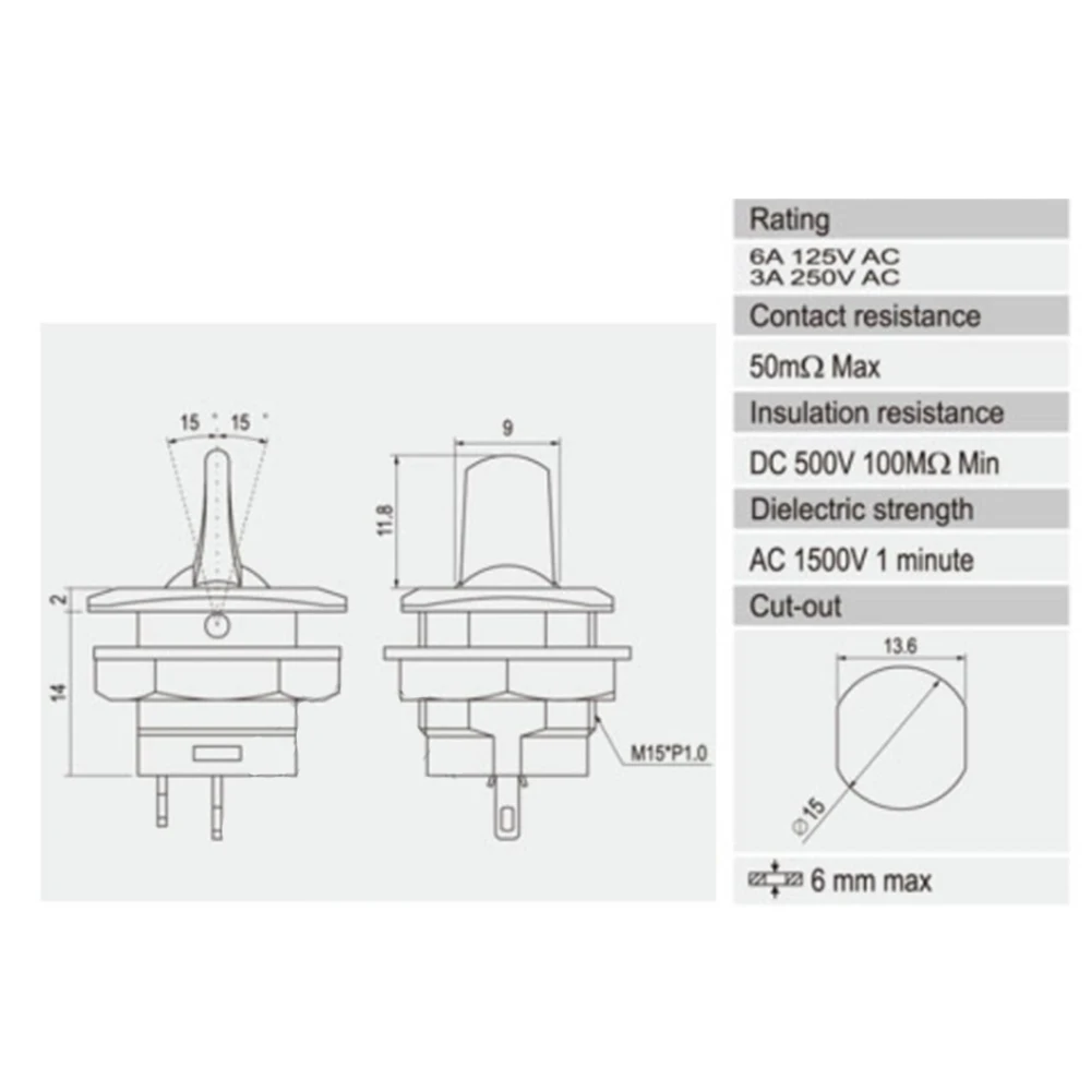 

R13-402I SCI Bilateral Reset Rocker Round Flat Toggle Switch SPDT Momentary (ON)-OFF-(ON) Panel Mount 5PCS