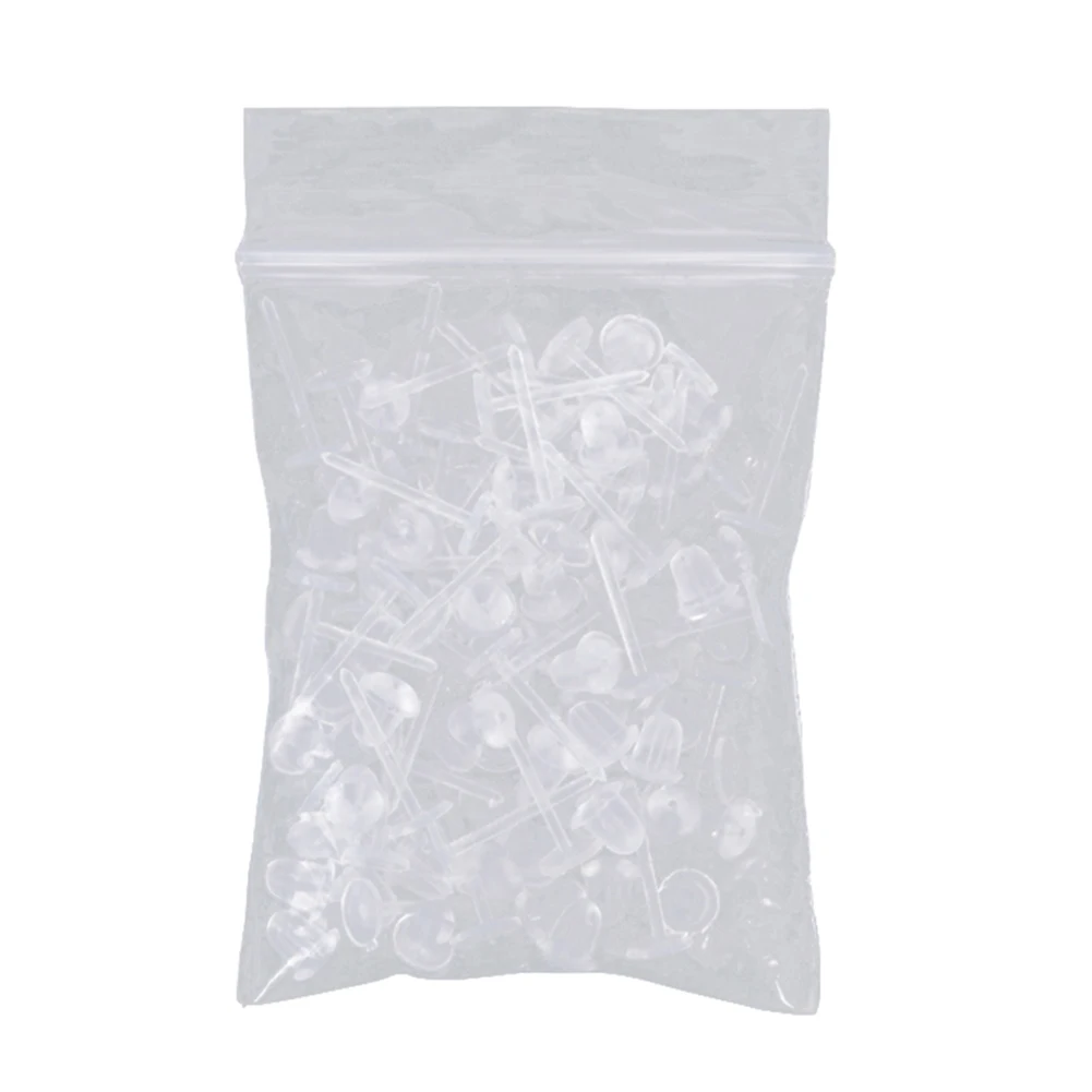 Штифты для серег-гвоздиков унисекс прозрачные пластиковые 50 шт./компл. |