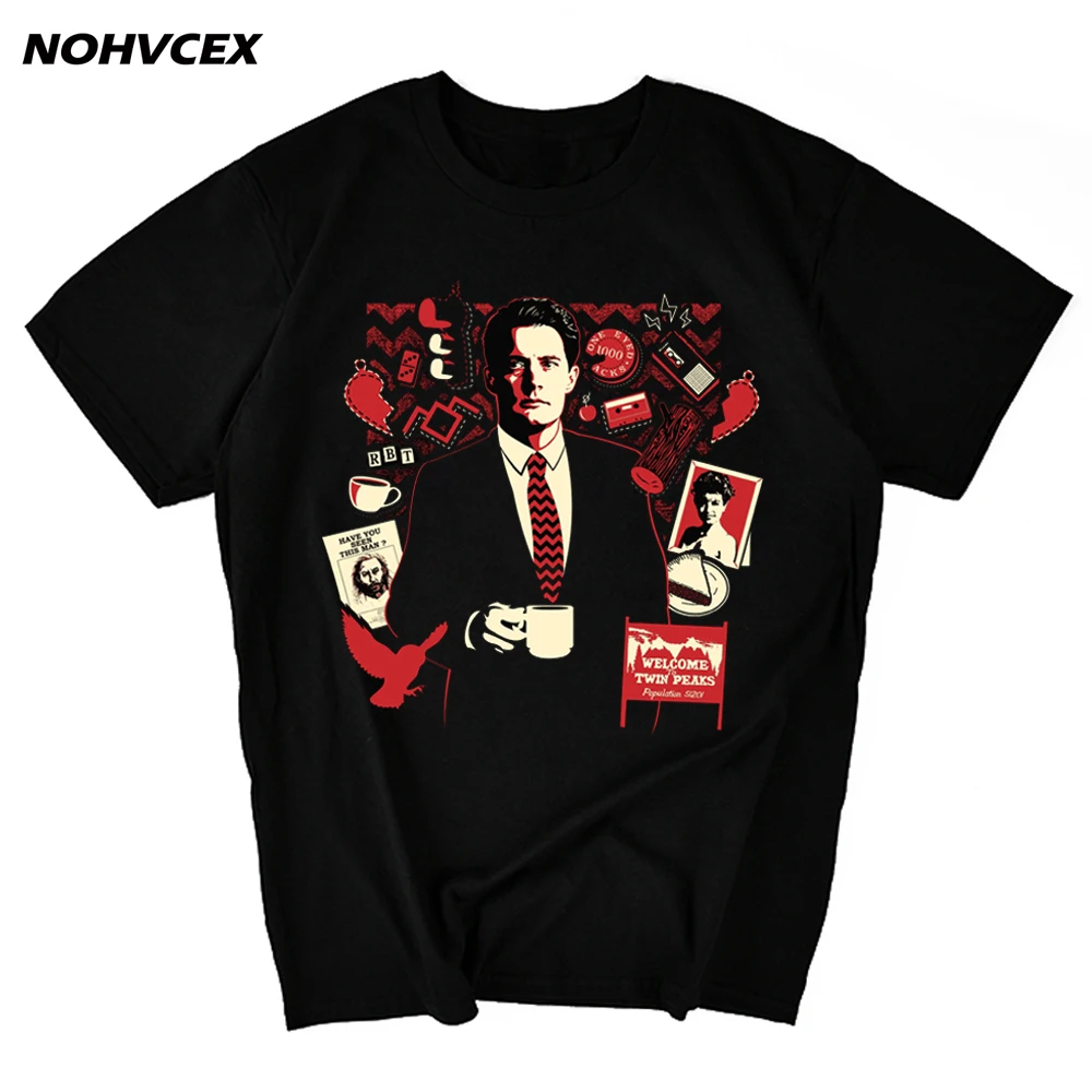 Мужская футболка с коротким рукавом и принтом|print t-shirt|t shirt mentwin peaks |