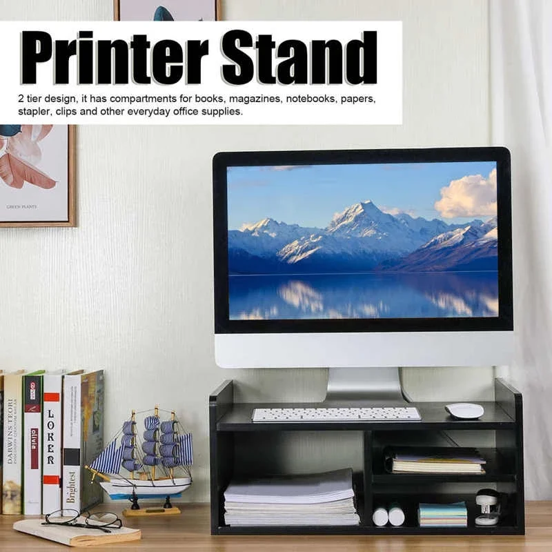 Настольная подставка для принтера монитора с местом хранения деревянный стол