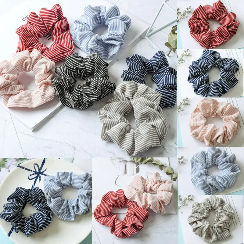 Резинка для волос в полоску Женская эластичная шифоновая лента хвоста аксессуар