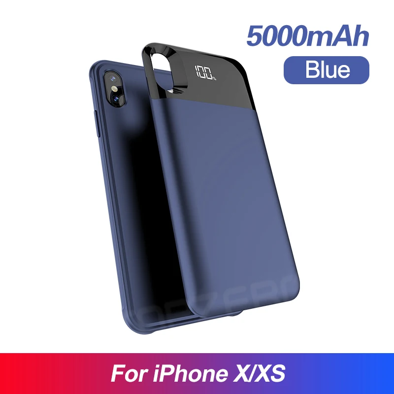 Blue for iX XS 5500 мАч чехол для батареи для iPhone X XS XR XS MAX портативный светодиодный внешний аккумулятор с разъемным магнитным внешним аккумулятором чехол - Цвет: Blue for iX XS