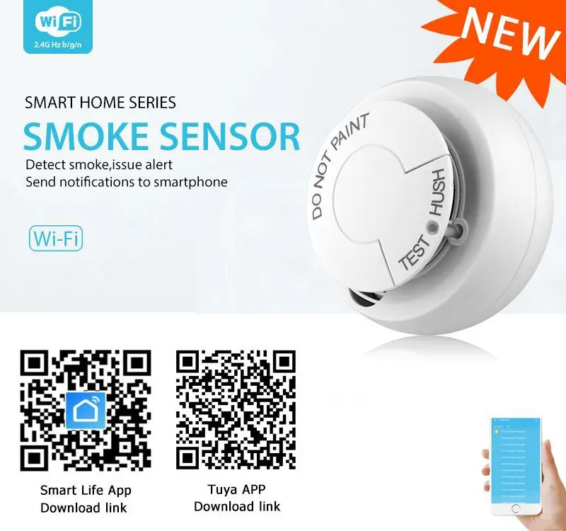 

Новое поступление, Домашняя безопасность, Wi-Fi, умный дом, датчик дыма, датчик обнаружения дыма, оповещение о проблеме дыма, Отправка уведомлений на смартфон