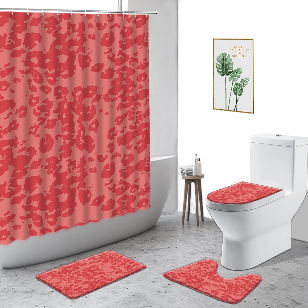 Шторы для душа с леопардовым принтом серый Модный Набор из 4 предметов 3D гепарда