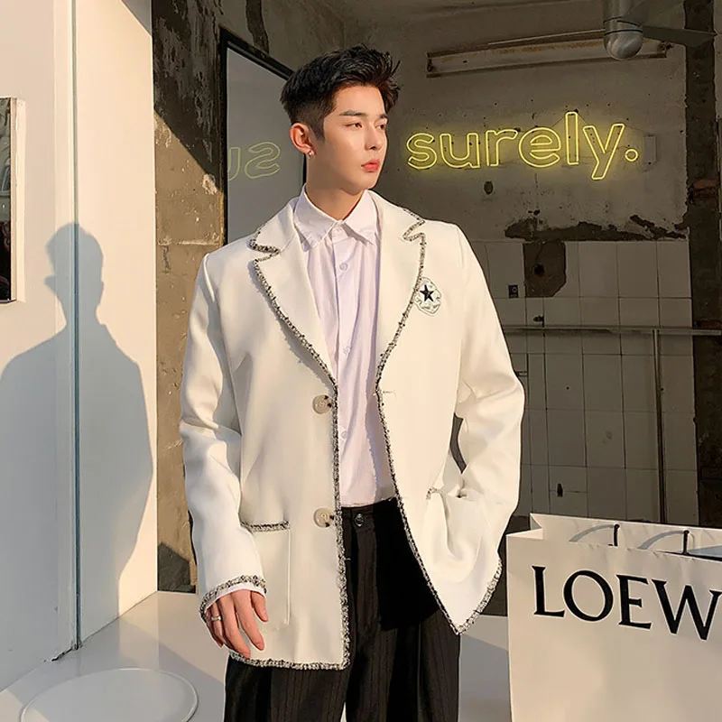 

Мужские и женские знак боковой комбинированное платье в консервативном стиле Стиль повседневный костюм пиджак куртка для мальчиков; В винт...