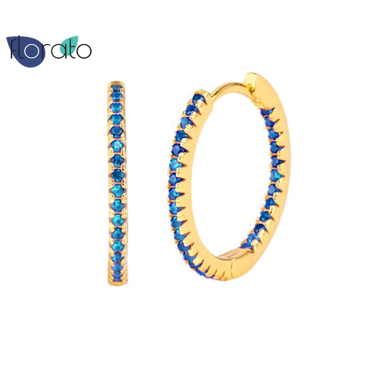 

925 Sterling Silver Zircon Colorful Glamorous Hoop Earrings French Women Retro High Quality Jewelry Fashion Party Accessories