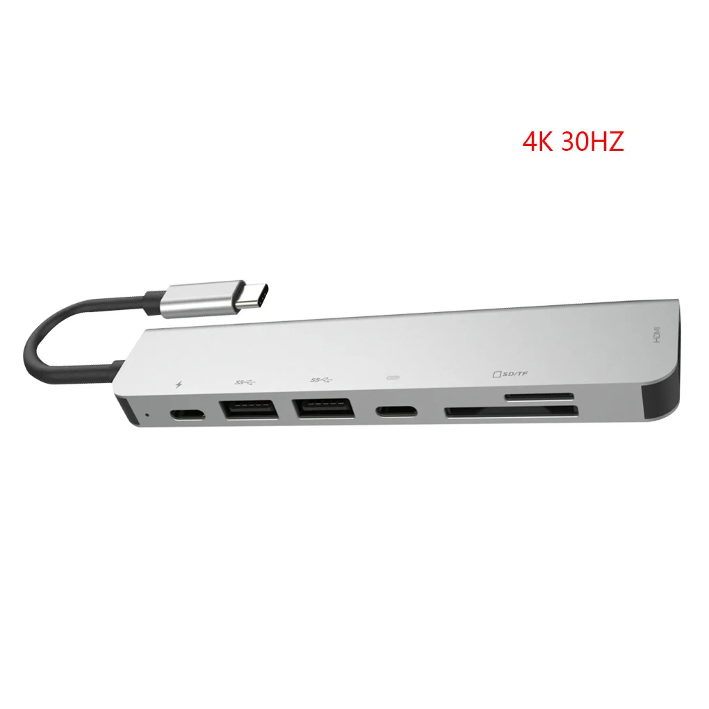 В наличии 6 в 1 USB 3 0 Высокоскоростные порты Тип C Hub Usb до 4K 30 Гц HD ноутбук Rj45 Gigabit Ethernet