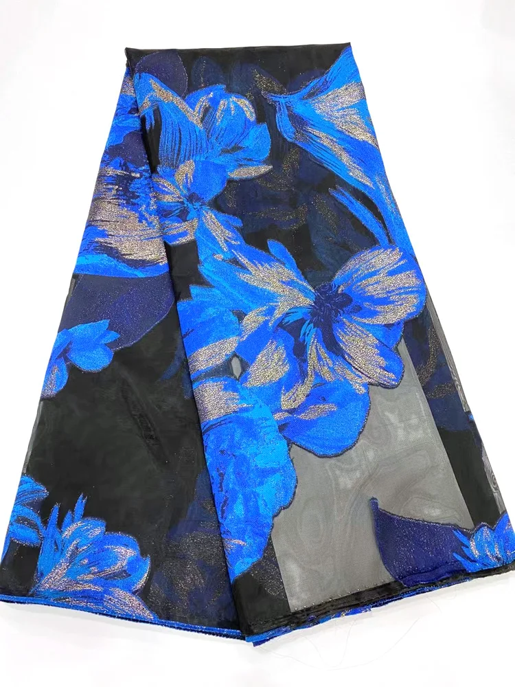 

Синяя африканская жаккардовая кружевная ткань 2021 Высокое качество Французский Тюль кружевная ткань парчовая ткань для свадебного платья ...