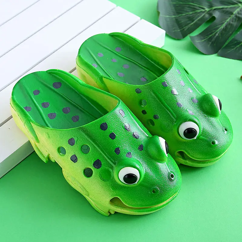 

Children Creative Cartoon Shoes Open Toe Cute Frog Slippers Outdoors Summer Animals Casual Sandals Parent Child Slippers