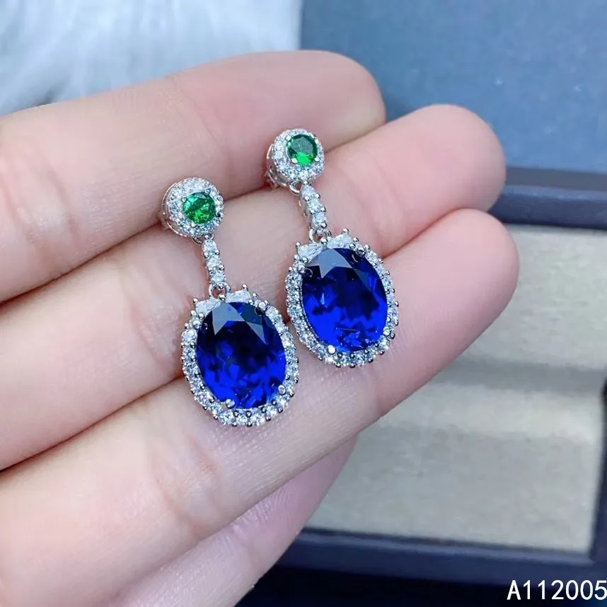 Женские серьги гвоздики с сапфиром из серебра 925 пробы|Серьги-гвоздики| |