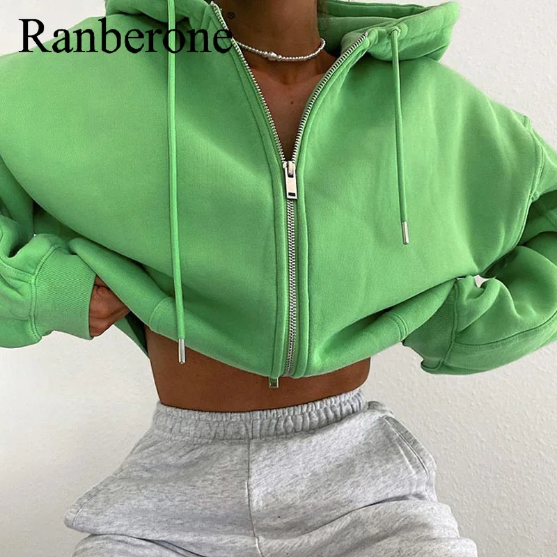 Ranberone Women Sport Jacket Zipper Yoga Coat Clothes Quick Dry Fitness Jacket Running Hoodies Autumn Casual Sport Hooded Top
