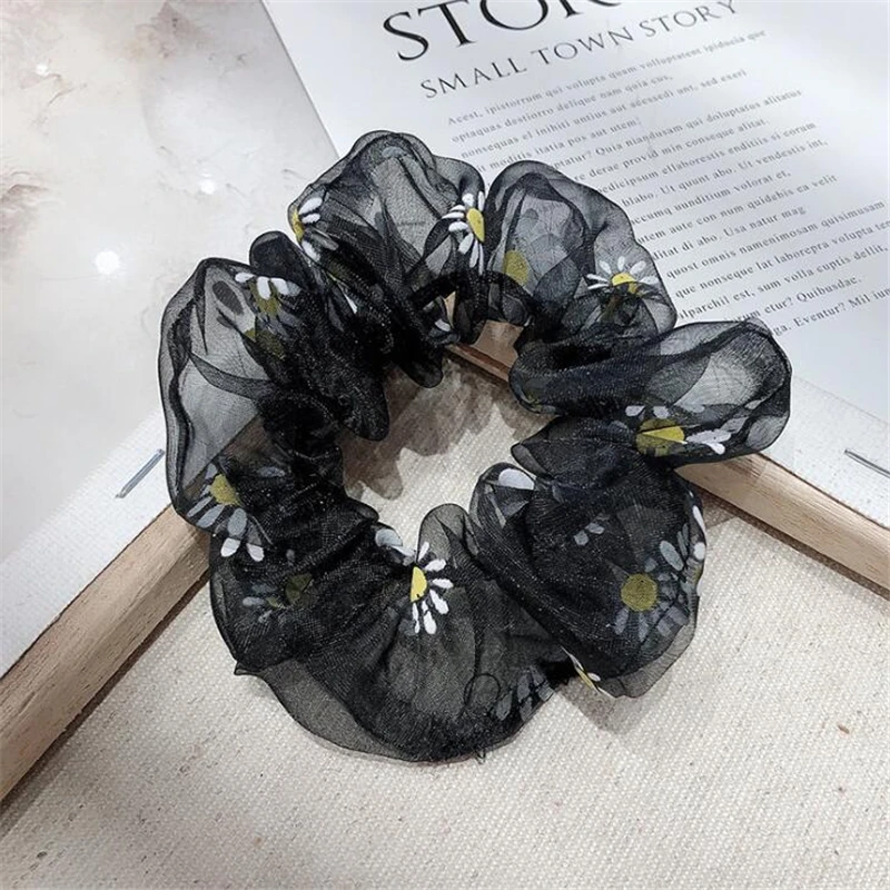 

New Women Girls Fashion Daisy Scrunchies Elastic Hairband Elegant korean Stlye Women Hair Accessories Headwear Hair Gum Ornament