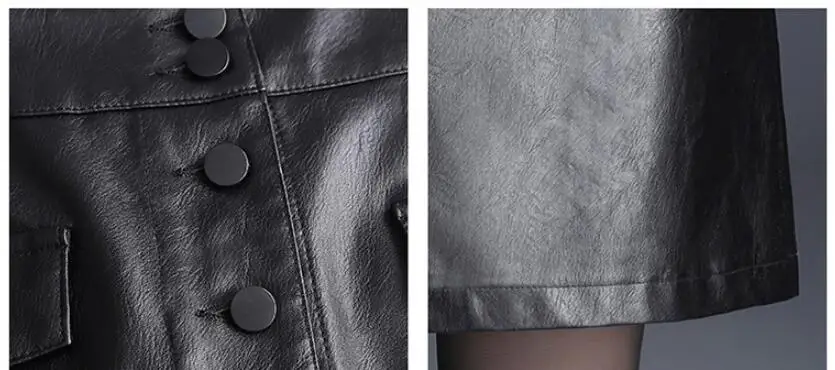 LXUNYI, M-4XL, женская кожаная юбка, черная, осенняя, размера плюс, высокая талия, ПУ, юбка, офисная, для девушек, трапециевидная, до середины икры, юбки, элегантные