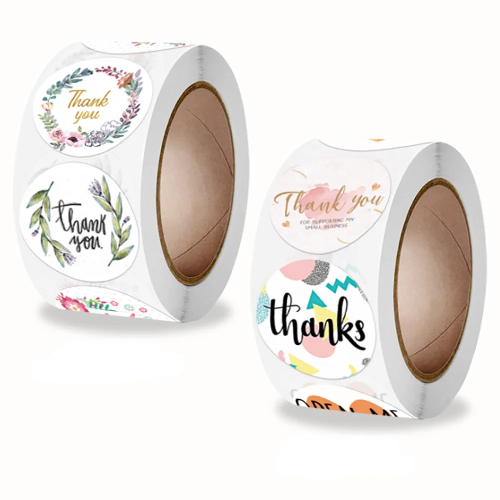 

100-1000pcs Thank You Roll Stickers 1Inch Adhesive Stickers Labels For Wedding Gift Cards Envelope Sealing Wrapping Supplies