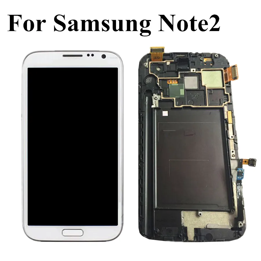 5 дюймов Супер AMOLED LCD для Samsung Galaxy Note2 сенсорный экран с рамкой SAMSUNG Note 2 N7100 N7105