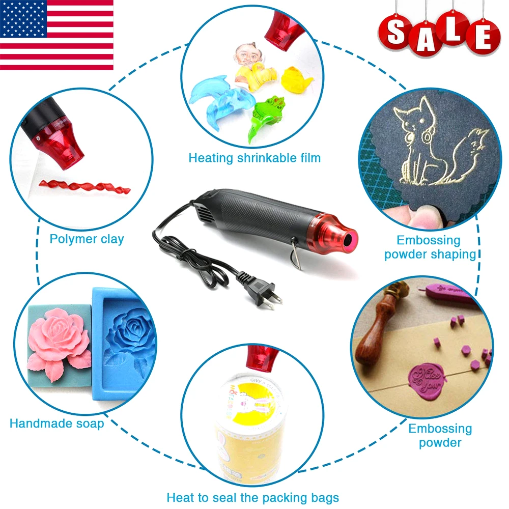 

220V 110V 300W Heat Gun US EU Plug Industrial Electric Hot Air Gun Kit Professional Heatguns Shrink plastic Wrap Blower Heater