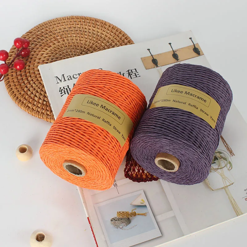 Натуральная солома-рафия пряжа 2 мм летняя ручная вязка вязаная шапка сумочка