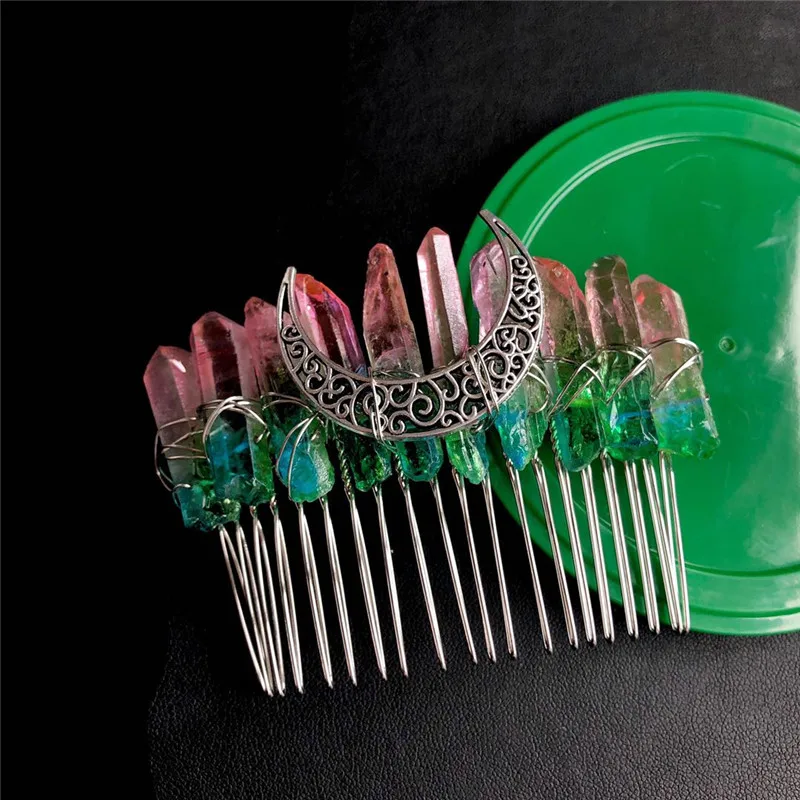 Красочный белый натуральный кварц Кристалл повязка для головы Луна вечерние