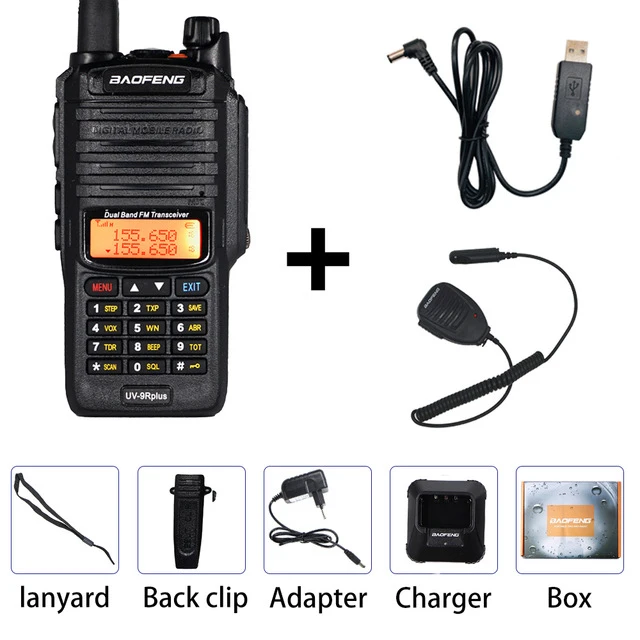 Add 1 charge 1mic Мощный 10 Вт Baofeng UV-9R plus Walkie Talkie UV9R портативный CB Ham Радио 9rhp двухдиапазонный КВ трансивер 4800 мАч двухстороннее радио - Цвет: Add 1 charge 1mic