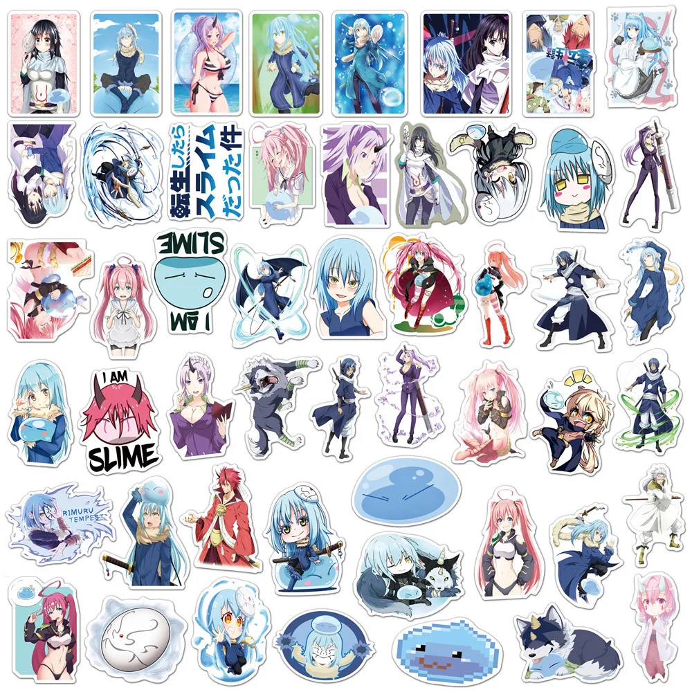 50 Uds. Por ese momento, me reencarn&eacute; como una guitarra de Slime, Anime Rimuru Milim Nava, pegatina para ordenador port&aacute;til, monopat&iacute;n, motocicleta, guitarra-1