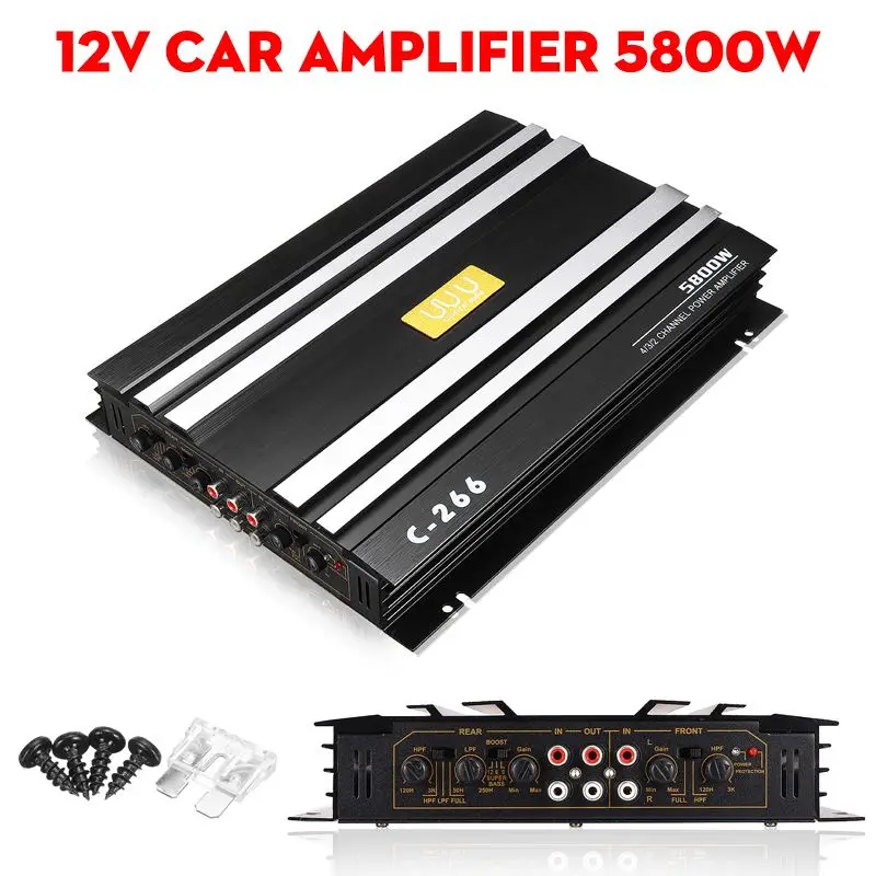 

5800W Vehicle Amplifier Car Home Audio 4 Channel 12V Car Digital Amplifer Car Audio Amplifier for Cars Power Amplifier Subwoofer