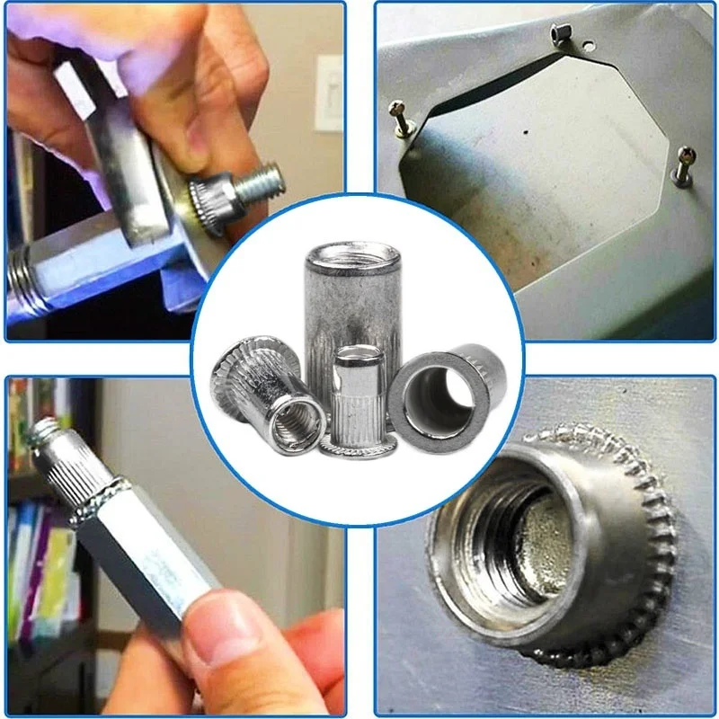 

600PCS M3/M4/M5/M6 4Sizes Aluminum Alloy Rivnut Flat Head Threaded Rivet Insert Nutsert Cap Rivet Nut
