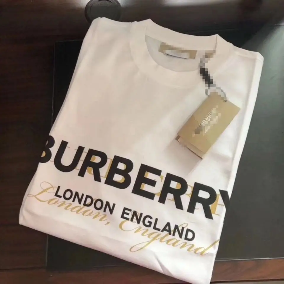 

2021 summer new T-shirt basic British letter logo print solid short sleeve t-shirt men's and women's black and white large 6xl