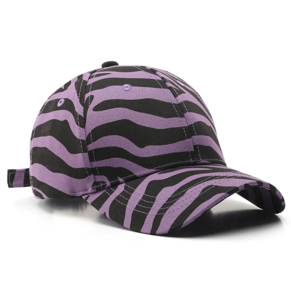 

Adjustable Printed Zebra Striped Baseball Cap Fashion Hats for Women Cute Pink Purple