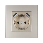 USB настенное зарядное устройство Бесплатная доставка двойной USB порт 5В 2а usb настенная розетка Высокое качество Золотой акриловый GGDF-01