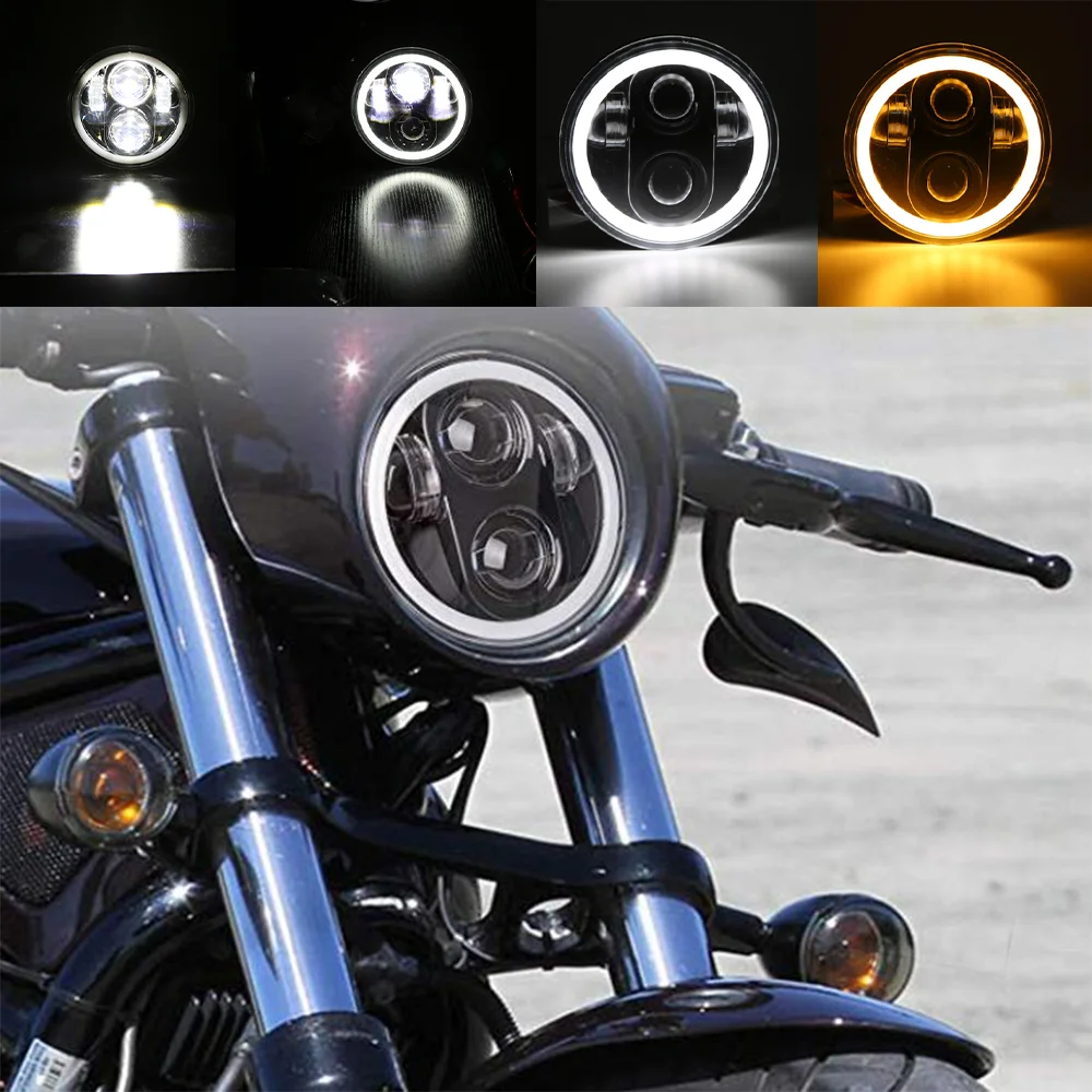 

5.75" 5 3/4 LED Motorcycle Headlight H4 For Dyna Sportster 1200 XL1200L Custom XL1200C 883 XL883 883L XL883R Victory Headlamp