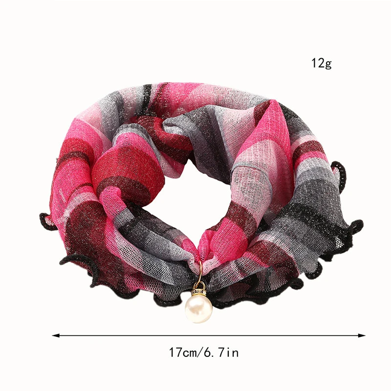

Lace Pearls Scarf Wood Ears Gold Thread Lace Variety Lady Neck Hair Chiffon Scarves Soft Spring Summer Scarf Mother's Day Gifts