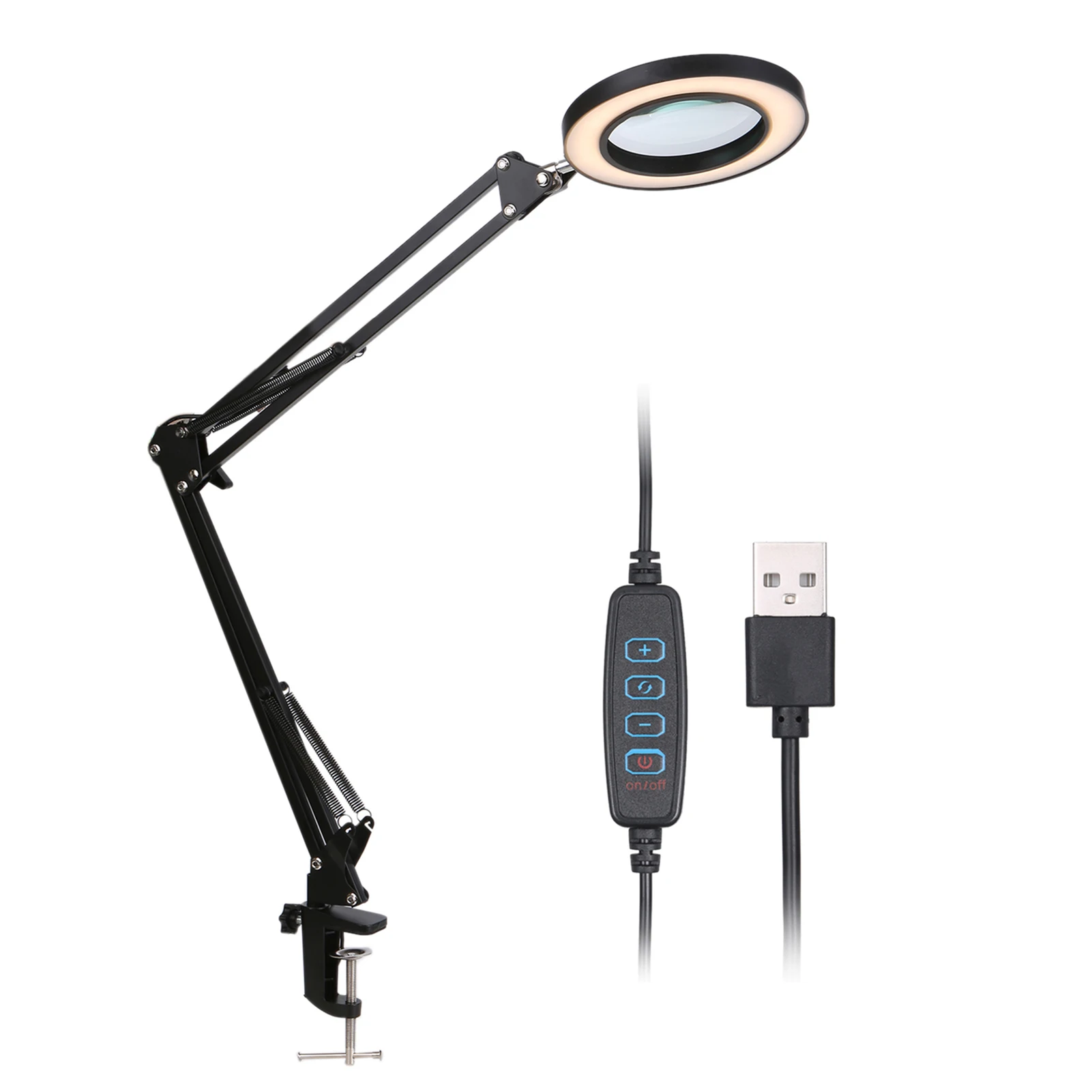 

Professional Foldable 8X Magnifying Glass Desk Lamp Magnifier LED Light Reading Lamp with Three Dimming Modes USB Power Supply