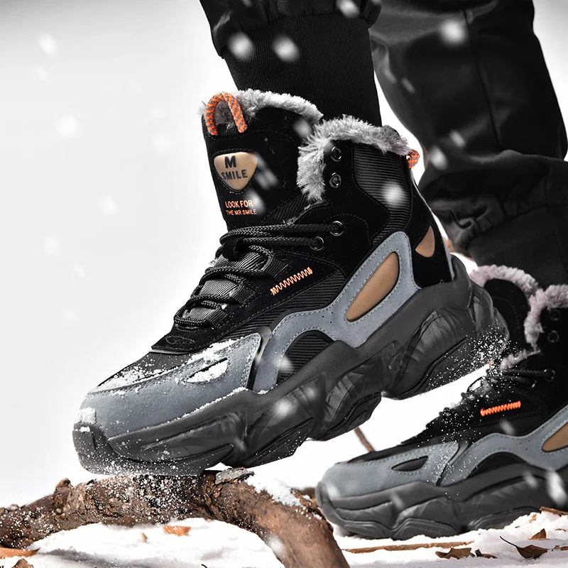 

Men's Shoes Winter Men Boots Warm Fur Plush Casual Shoes Lace Up Snow Sneakers Plush Zapatillas Mujer Platform Snow Boots