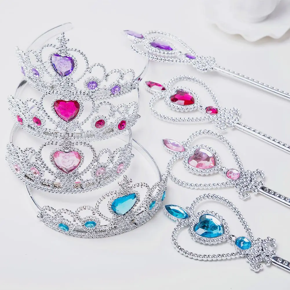 Drop Shipping 2021 New Baby Girl Headdress Princess Crown Wand Cosplay Costume Accessory Headdress Multicolor Optional Girl