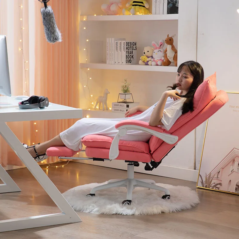 Игровое кресло для лежа подъемное босса компьютерное розовое офисное подставка