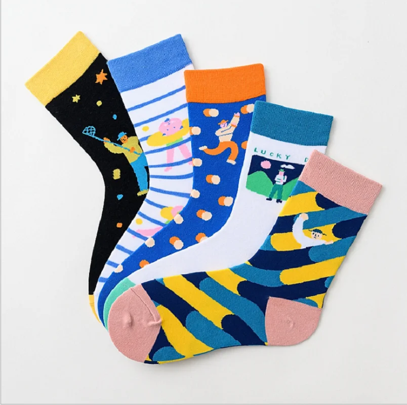 Оптовая продажа хлопковые носки без пятки полосатые жаккардовые