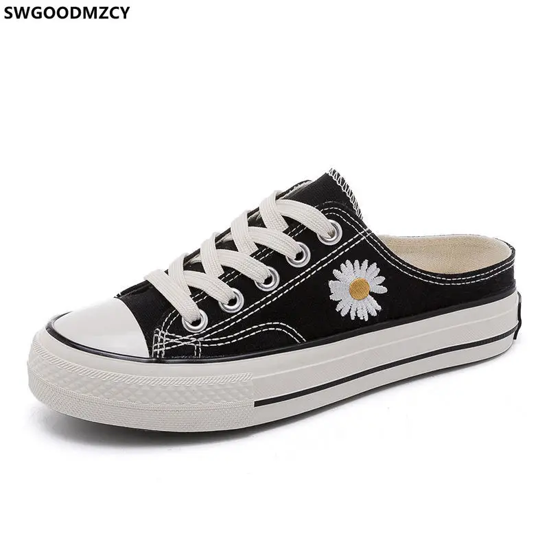 

Женские парусиновые туфли без задника, из натуральной кожи, без задника, Вулканизированная подошва, повседневная обувь, 2022