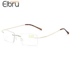 Elbru анти-синий светильник, бифокальные очки для чтения без оправы, ультра-квадратный светильник для женщин и мужчин, бескаркасные пресбиопические очки, диоптрии 1,0 4,0