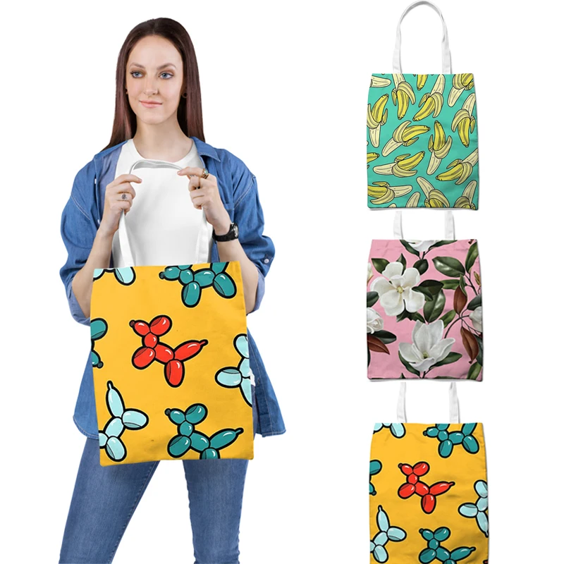 2020 Brand Cute Pattern Printing Reusable Shopping Grocery Bag Shopper Tote Canvas Cotton Hand Totes Storage Dropshipping | Багаж и сумки