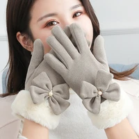 new fashion cationic gloves ladies autumn and winter plus cashmere warm outdoor riding touch screen wind and cold gloves