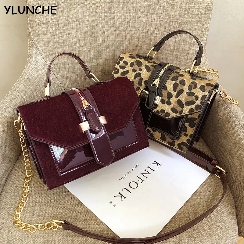 Женские леопардовые сумки через плечо из искусственной кожи однотонные черные и