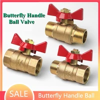 female to female thread two way brass shut off ball valve with butterfly handle for fuel gas water oil air 14 38 12 34