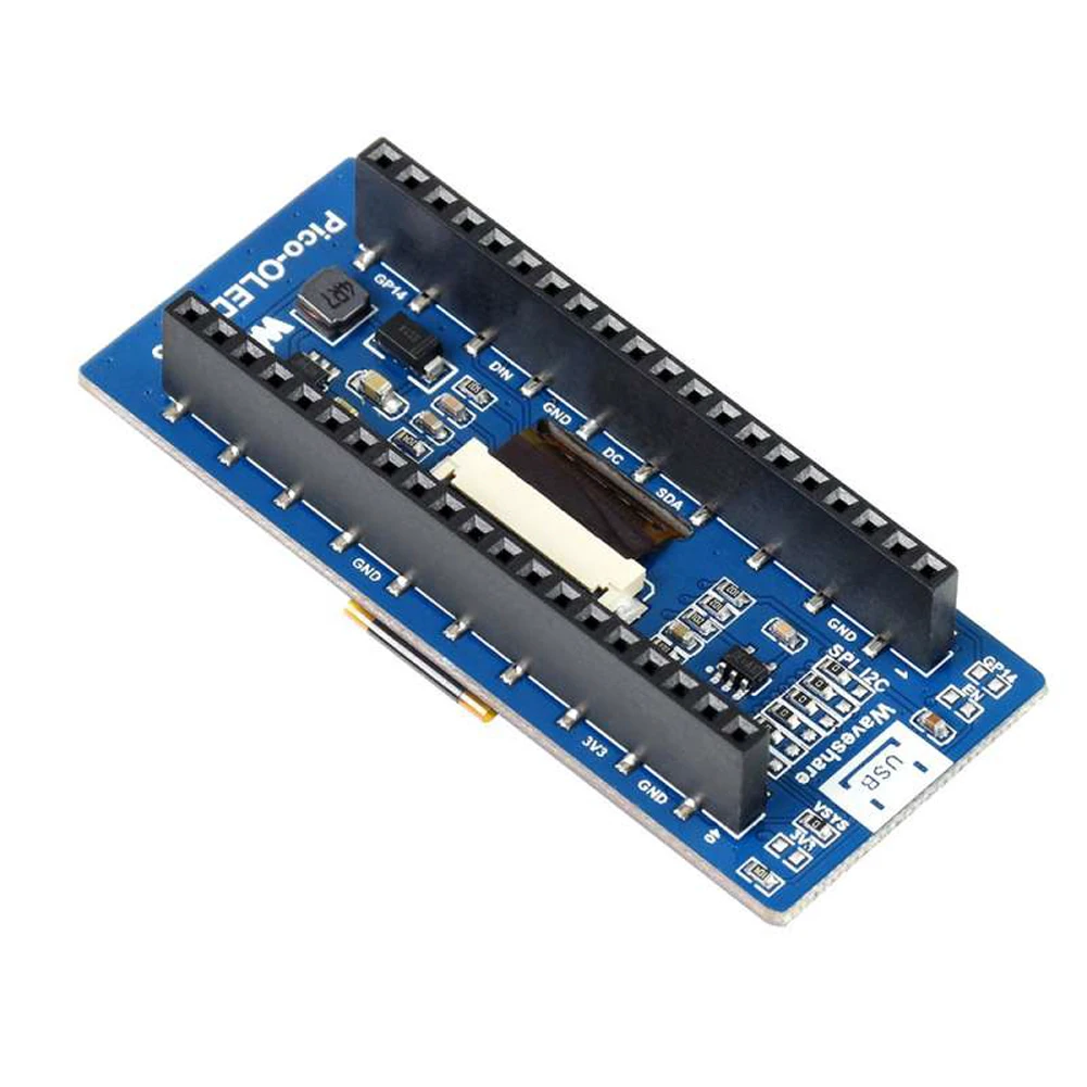 Дисплейный модуль Waveshare OLED 2 23 дюйма для Raspberry Pi Pico 128 × 32 пикселя интерфейс SPI/I2C