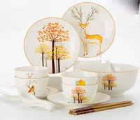 dishes set jingdezhen ceramic tableware household bowls and plates nordic style tableware chopsticks set