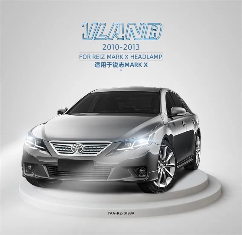 Заводские аксессуары Vland для автомобиля, полный светодиодный светильник 2010-2013 для Mark X, фара с DRL+ приветственный светильник с синим